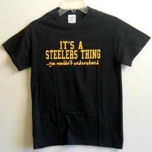 Steelers T Shirt, Size Small, Black w/Yellow, Unisex, NFL Gear